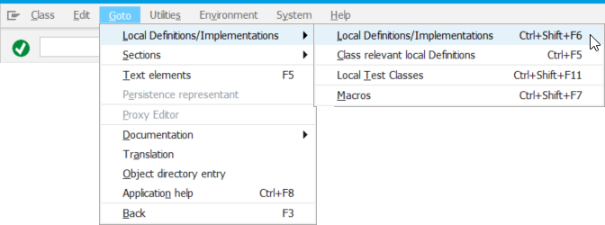 Opening the 'local definitions/implementations' section in the Class Builder